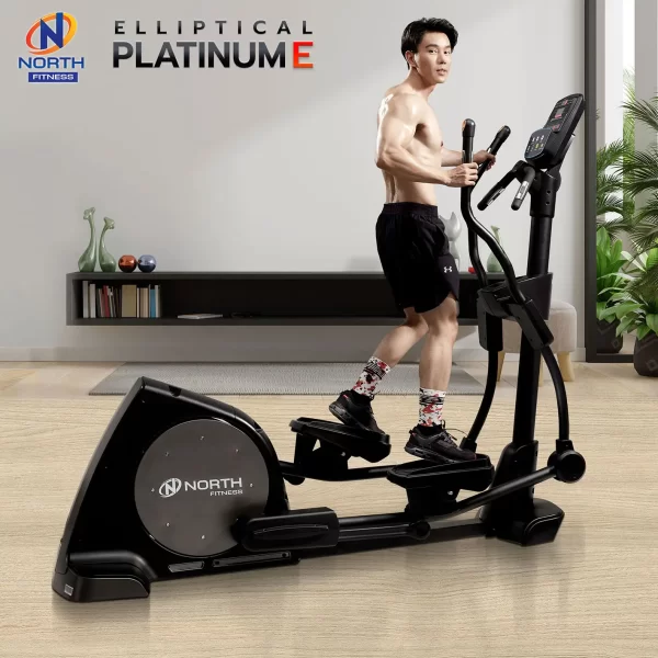 เครื่องเดินวงรี North fitness PLATINUM-E สามารถผลิตพลังงานไฟฟ้าได้เองในขณะที่ใช้งานอยู่ EMS Generator ความหนัก-เบา ควบคุมด้วยระบบไฟฟ้า 32 ระดับ