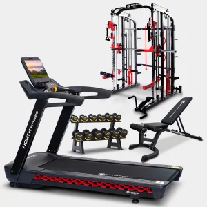 ชุดเซตโฮมยิม ลู่วิ่งไฟฟ้า PRO FLEX T+สมิท แมชชีน FPR70+ดัมเบลเซต DVR30+ม้านั่ง 30909