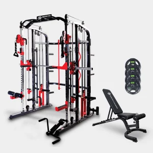 ชุดเซตเครื่องออกกำลังกาย Smith Machine FPR-70 แถมฟรี!ม้าปรับระดับ 30909+แผ่นน้ำหนักหุ้มยาง 60 กก.
