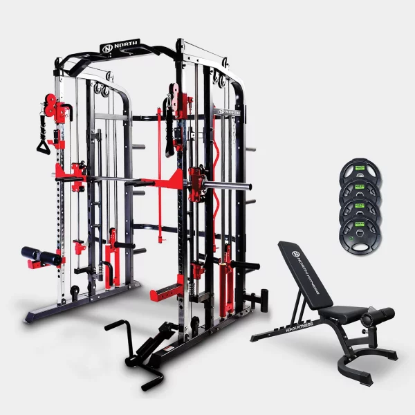 ชุดเซตเครื่องออกกำลังกาย Smith Machine FPR-70 แถมฟรี!ม้าปรับระดับ 30909+แผ่นน้ำหนักหุ้มยาง 60 กก.