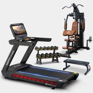 ชุดเซตโฮมยิม ลู่วิ่ง HI-FLEX PLUS T+โฮมยิม G1000L+ดัมเบลเซต DVR30+ม้านั่ง FB20 - NORTH FITNESS
